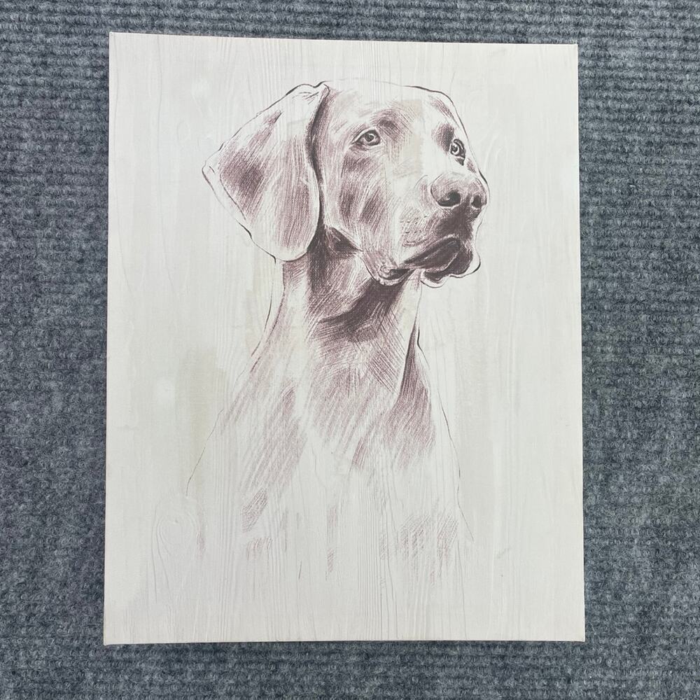 11 x 14 Hand Drawn Dog, Weimaraner, Portrait Sketch Reproduction on Canvas